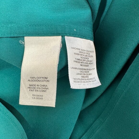 Jones New York Shirt 1X Button Front Non Iron Emerald Green Travel Long Sleeve - Picture 8 of 9